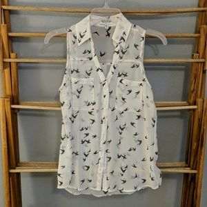 Express sleeveless portofino shirt - bird pattern